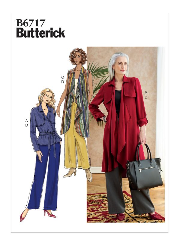 Butterick Sewing Pattern B6717 Misses' Jacket, Sash, Coat, Vest, & Trousers