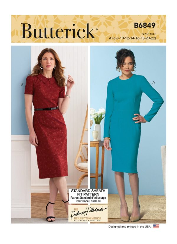 Butterick Sewing Pattern B6849 Misses’ Fit Pattern Dresses & Optional Collar Palmer/Pletsch