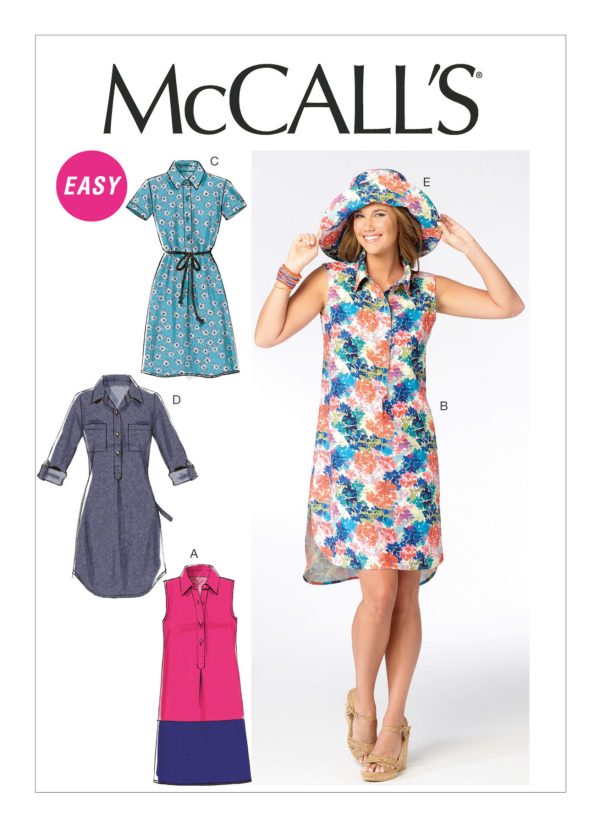McCall's Sewing Pattern M6885 Misses' Shirtdresses and Sun Hat 
