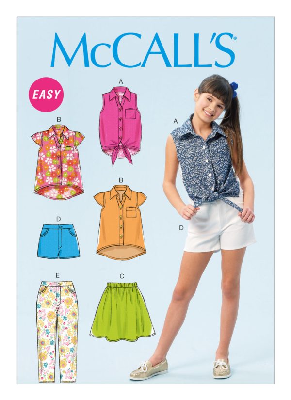 McCall's Sewing Pattern M6951 Girls'/Girls' Plus Collared Tops, Skirt, Shorts and Pants