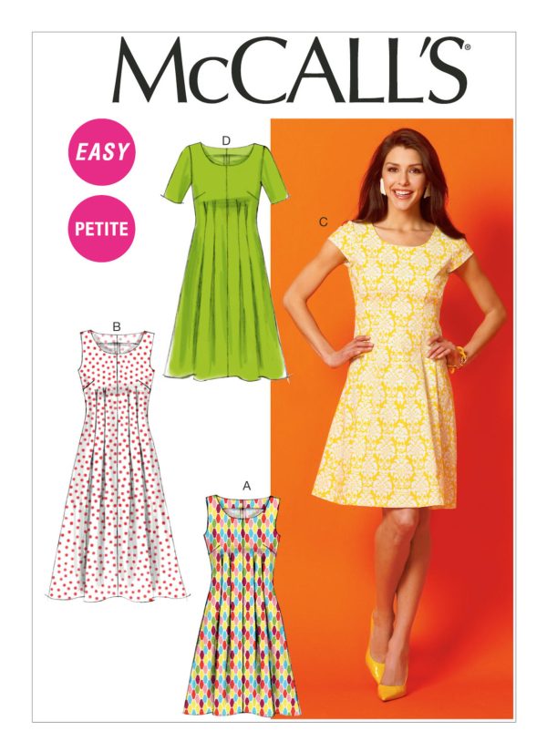 McCall's Sewing Pattern M6958 Misses'/Miss Petite/Women's/Women's Petite Tuck-Waist Dresses