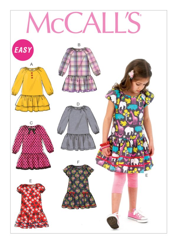 McCall's Sewing Pattern M6982 Children's/Girls' Raglan Sleeve Dresses