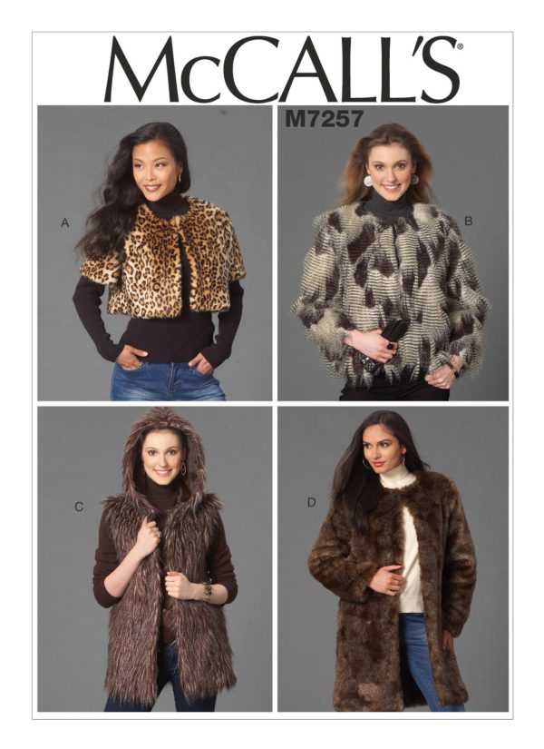 McCall's Sewing Pattern M7257 Misses' Fur Shrug, Jacket, Vest and Coat