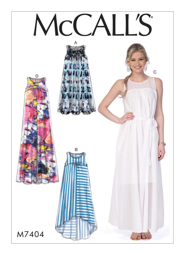 McCall's Sewing Pattern M7404 Misses' Dresses with Yokes, and Belt