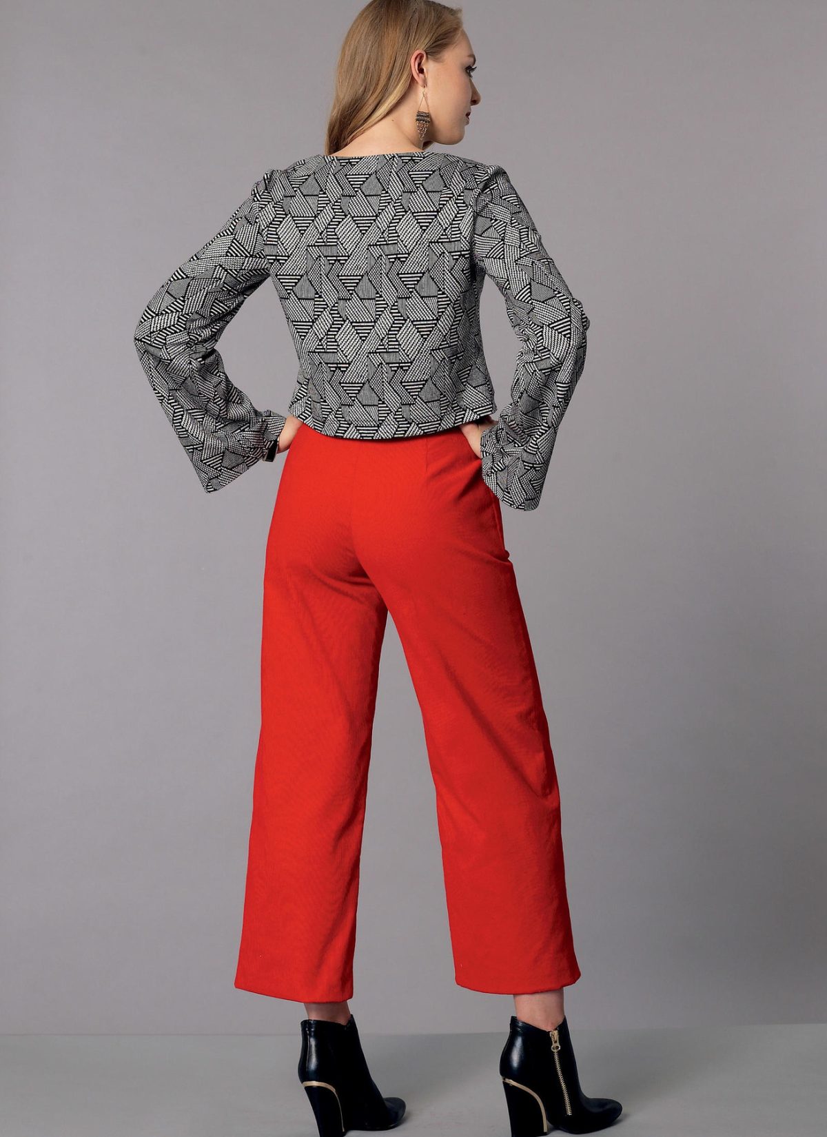 McCall's Sewing Pattern M7445 Misses' V-Neck Top and Cropped, Wide-Leg Pant