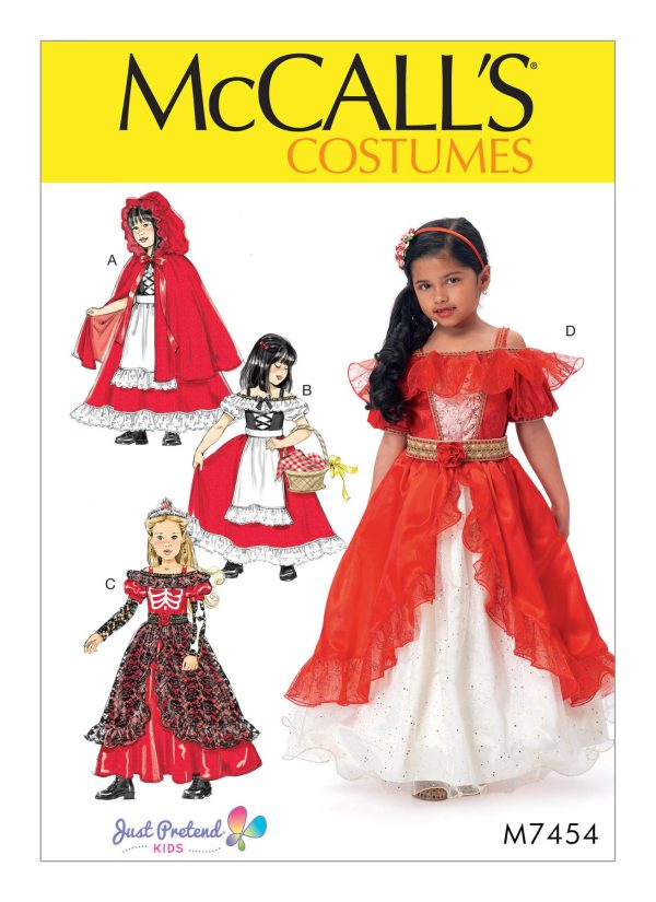 McCall's Sewing Pattern M7454 Children's/Girls' Dress-Up Costumes with Attached Petticoat and Cape 