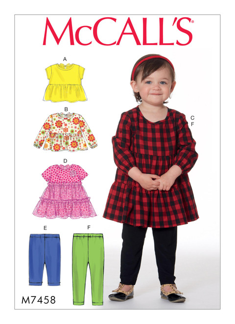 McCall's Sewing Pattern M7458 Toddlers' Gathered Tops, Dresses and Leggings