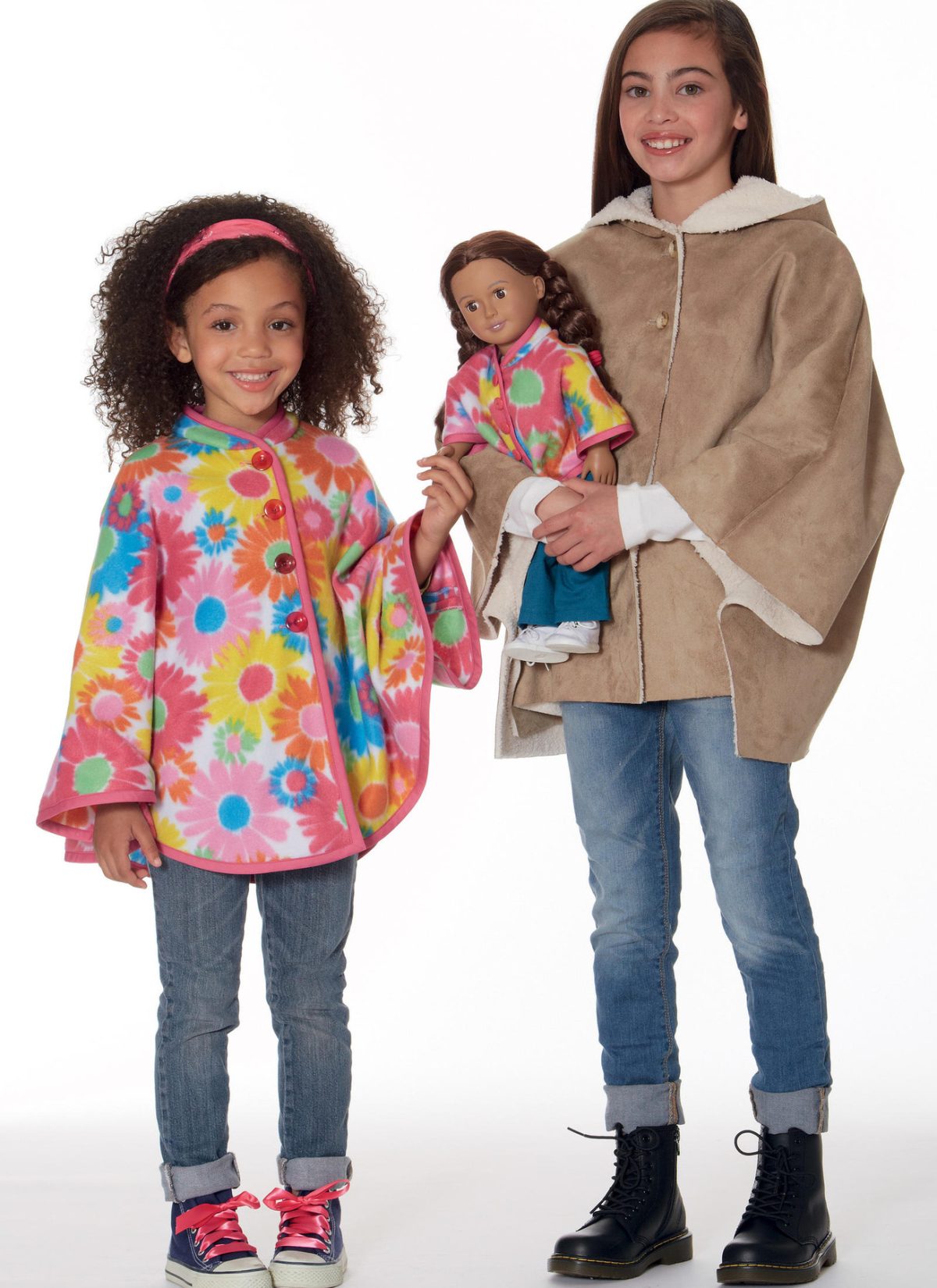 McCall's Sewing Pattern M7460 Children's/Girls'/18" Dolls' Ponchos with Stand-Up Collar or Hood