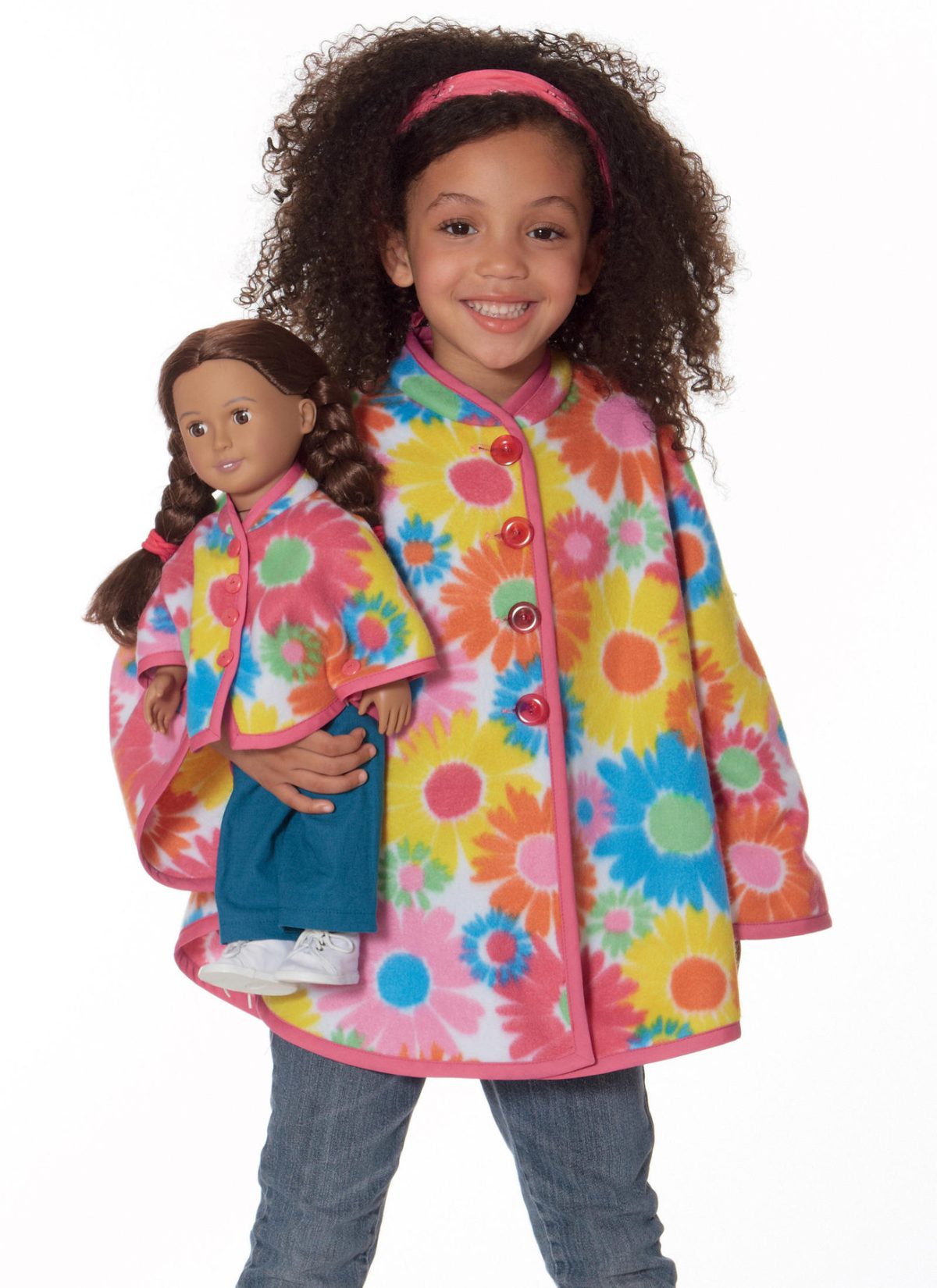 McCall's Sewing Pattern M7460 Children's/Girls'/18" Dolls' Ponchos with Stand-Up Collar or Hood