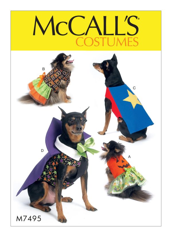 McCall's Sewing Pattern M7495 Pumpkin, Hero, Vampire and Dress Pet Costumes 