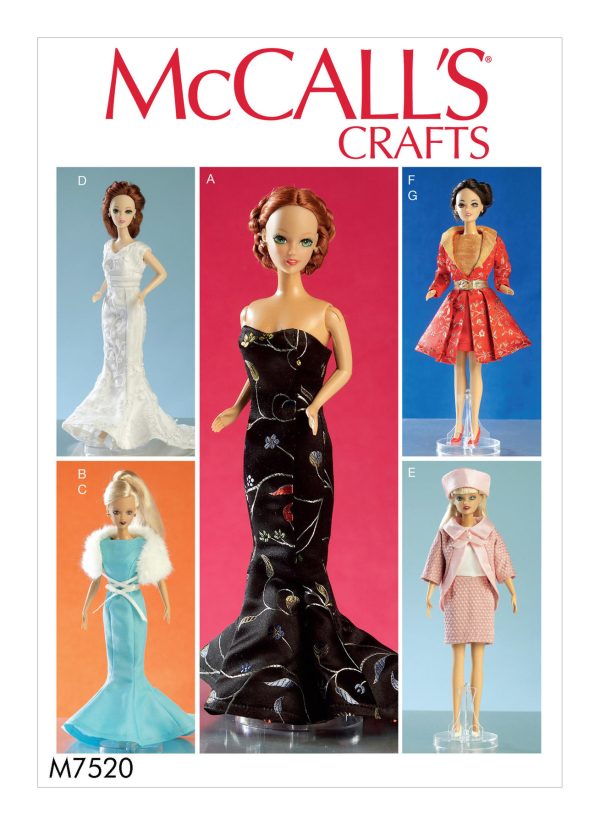 McCall's Sewing Pattern M7520 Gowns, Stole, Dresses, Coats and Hat for 11¬Ω" Doll 