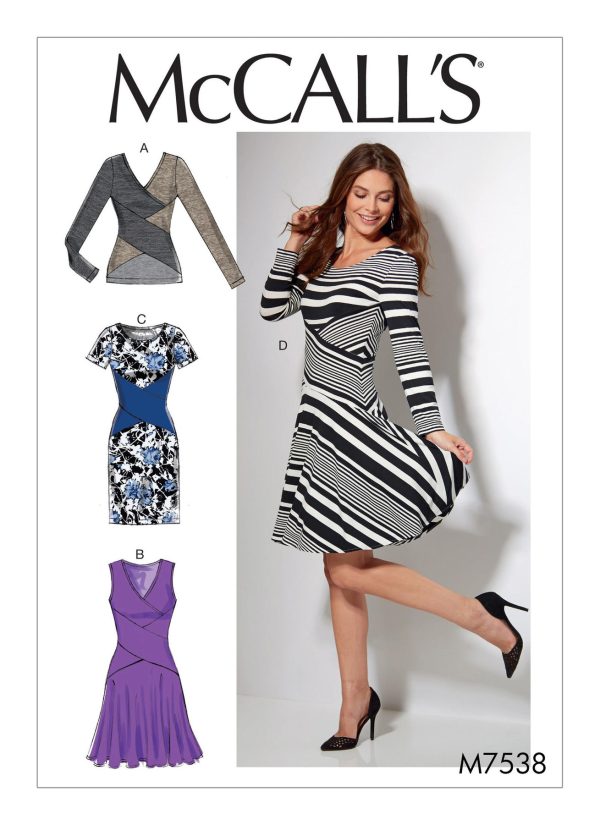 McCall's Sewing Pattern M7538 Misses' Crossover-Band Top and Dresses 