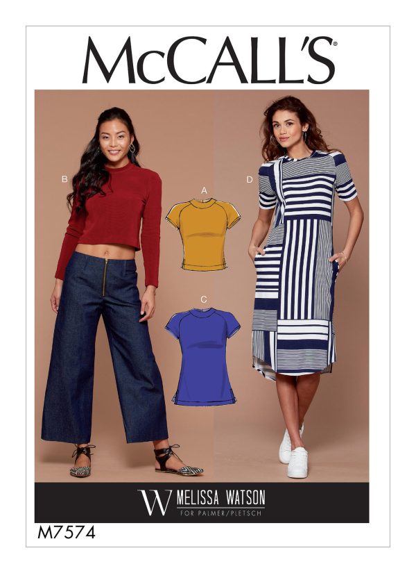 McCall's Sewing Pattern M7574 Misses' Knit, Raglan Sleeve Pullover Tops, Tunic, and Dress