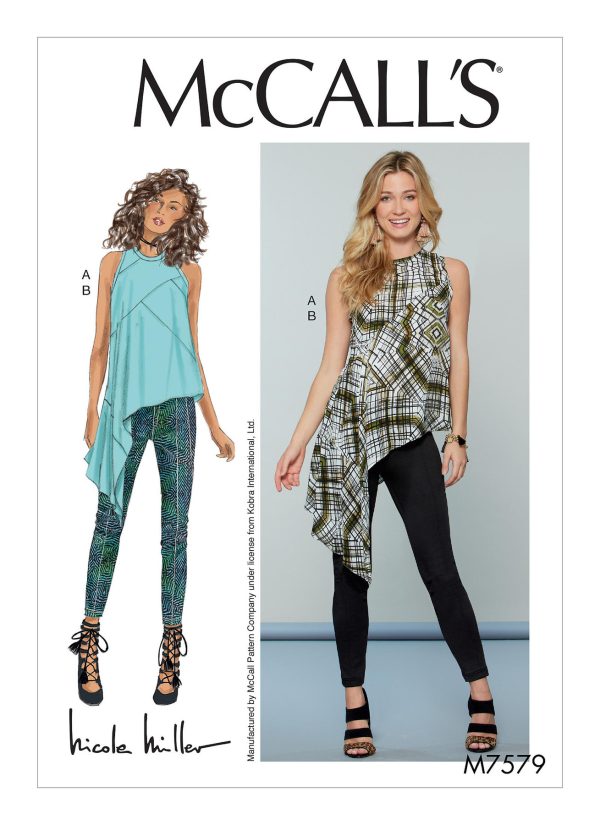 McCall's Sewing Pattern M7579 Misses' Asymmetrical, Seam-Detail Top and Pants by Nicole Miller