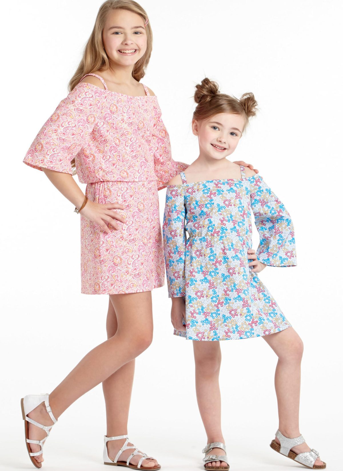 McCall's Sewing Pattern M7590 Children's/Girls' Off-the-Shoulder Top, Dress and Romper, and Shorts