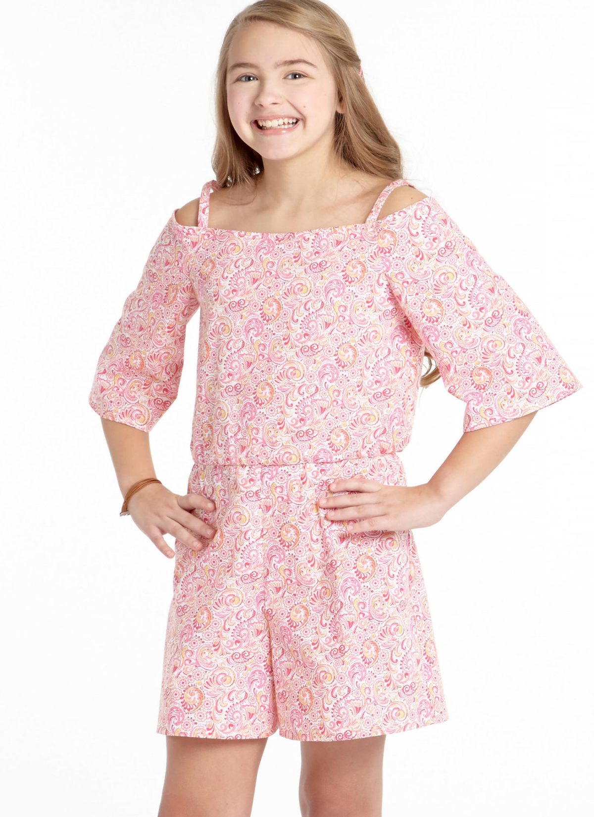 McCall's Sewing Pattern M7590 Children's/Girls' Off-the-Shoulder Top, Dress and Romper, and Shorts