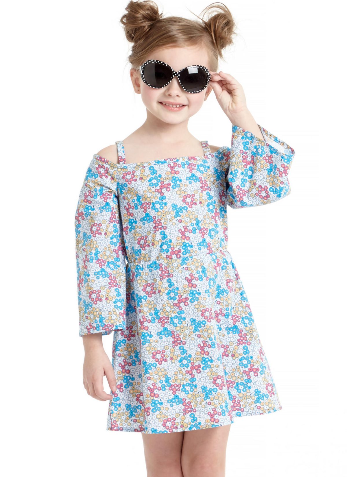 McCall's Sewing Pattern M7590 Children's/Girls' Off-the-Shoulder Top, Dress and Romper, and Shorts