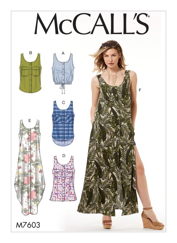 McCall's Sewing Pattern M7603 Misses' Loose-Fitting Button-Front Tops with Optional Pockets 