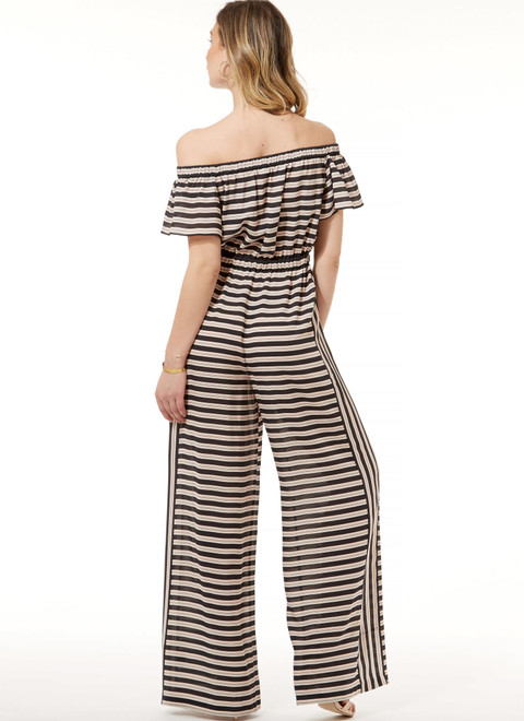 McCall's Sewing Pattern M7609 Misses' Pull-On Off-the-Shoulder Rompers and Jumpsuits with Elastic Waist and Sash