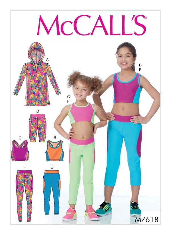 McCall's Sewing Pattern M7618 Children's/Girls' Activewear Tops and Leggings 
