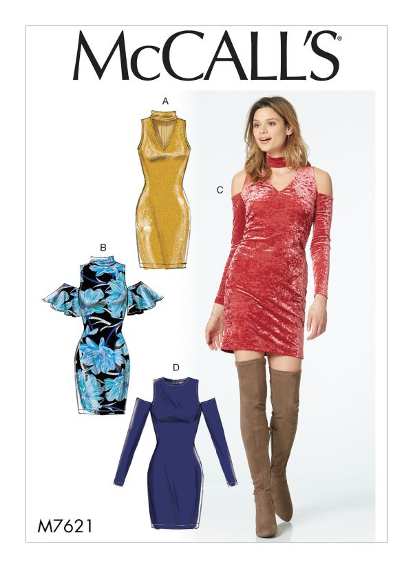 McCall's Sewing Pattern M7621 Misses' Knit Dresses with Neckline and Sleeve Variations 