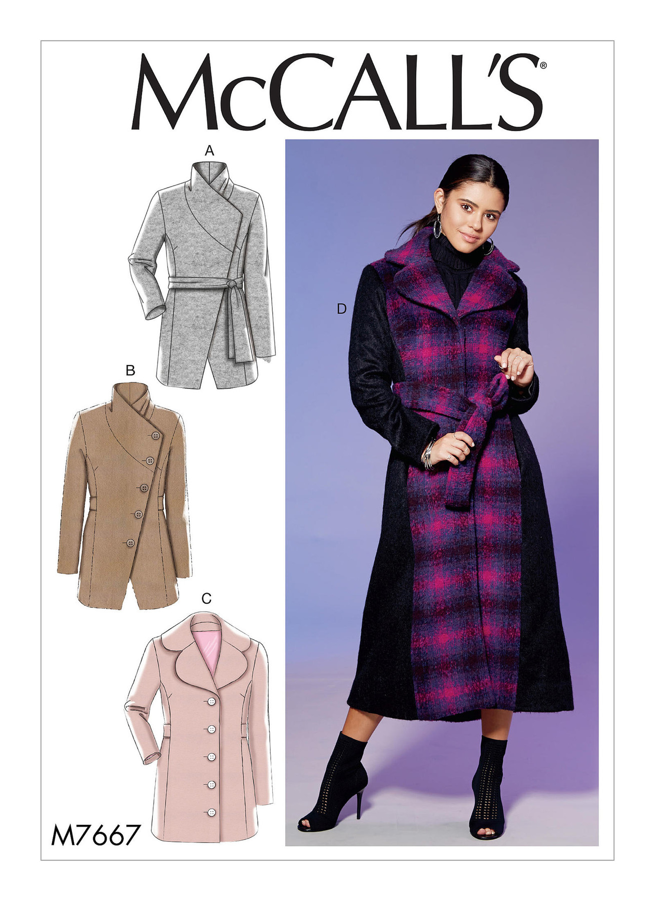 McCall's Sewing Pattern M7667 Misses' Princess Seamed Coats and Belt with  Collar Options