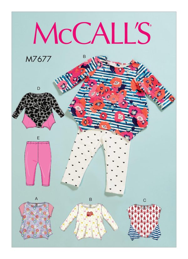McCall's Sewing Pattern M7677 Infants' Contrast Tops and Leggings