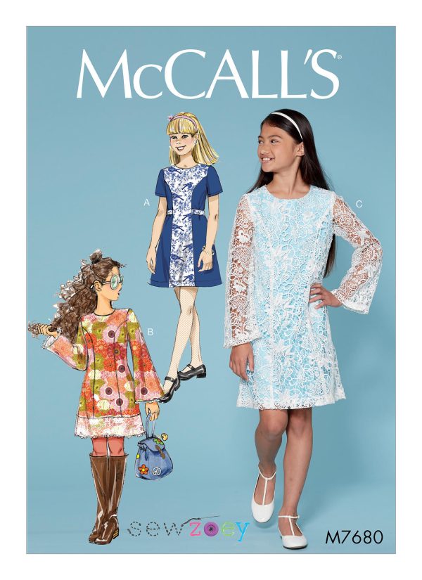 McCall's Sewing Pattern M7680 Girls' Princess Seam Dresses with Contrasts