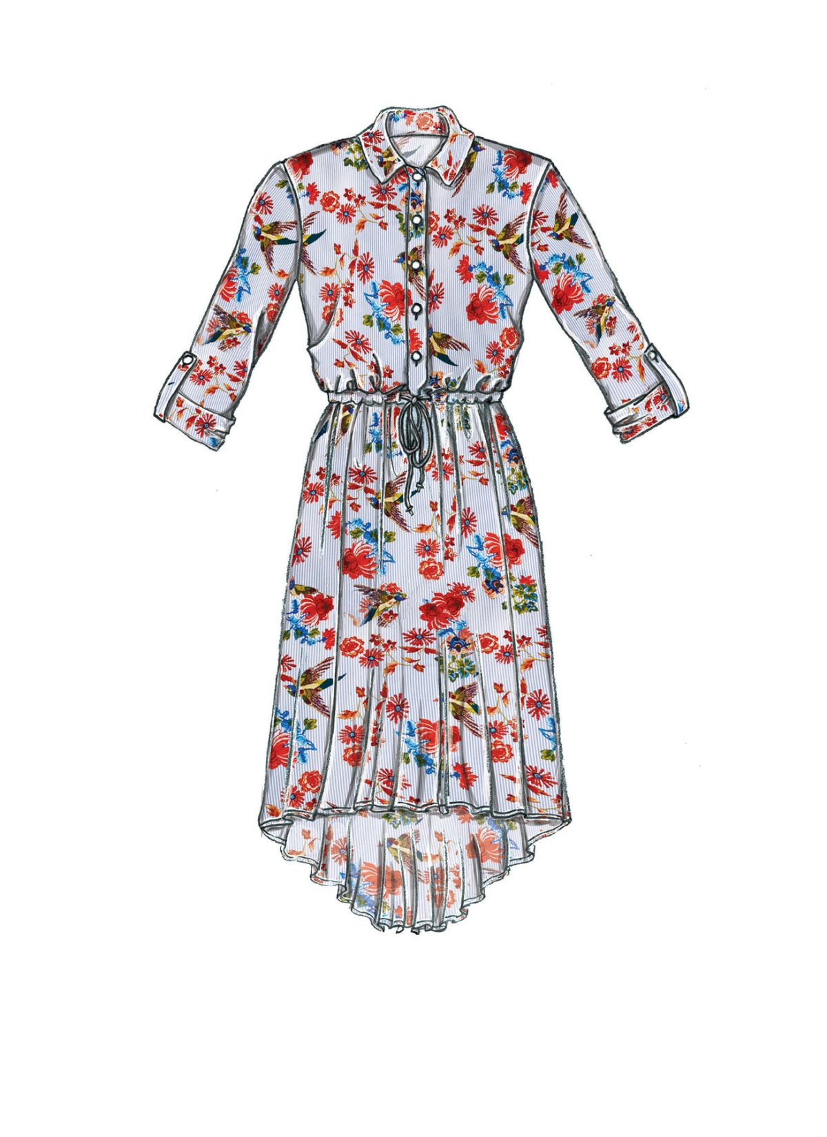 McCall's Sewing Pattern M7682 Misses'/Miss Petite Shirtdresses with Drawstring Waist