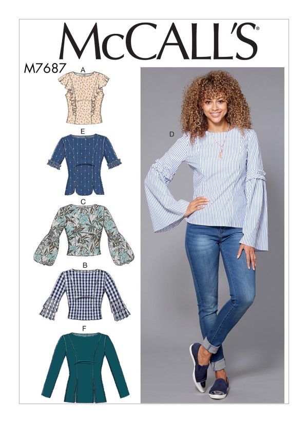 McCall's Sewing Pattern M7687 Misses' Back-Button Tops with Sleeve Options