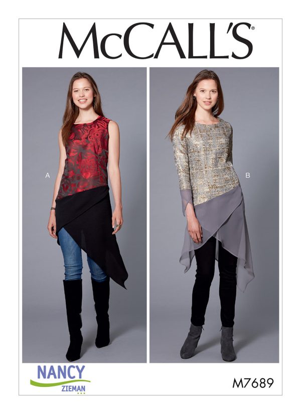 McCall's Sewing Pattern M7689 Misses' Tunic-Style Tops With Contrast Hem