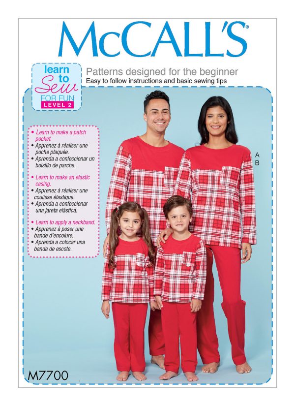 McCall's Sewing Pattern M7700 Men's/Misses'/Boys'/Girls'/Children's Top and Pants 