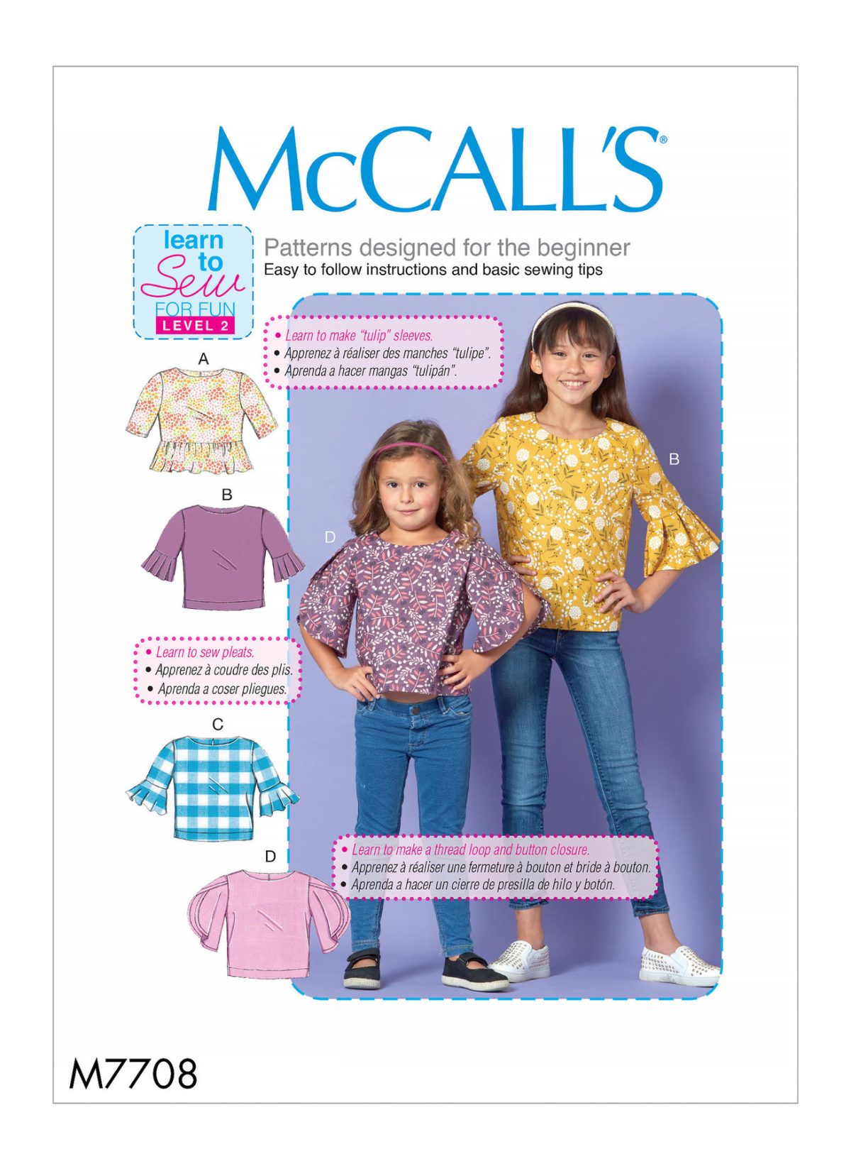 McCall's Sewing Pattern M7708 Children's/Girls' Tops