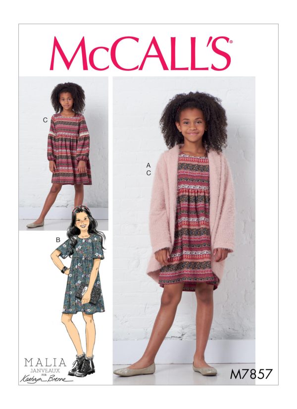 McCall's Sewing Pattern M7857 Girls' Sweater and Dresses 
