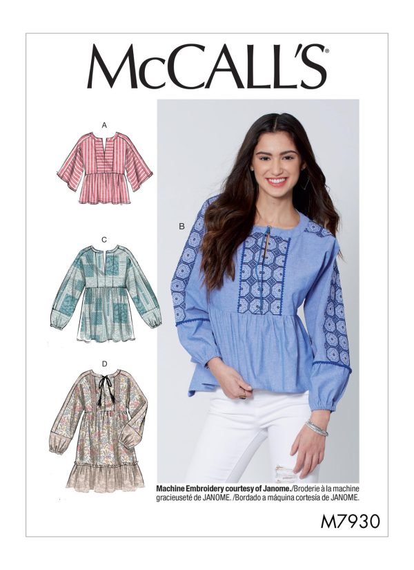 McCall's Sewing Pattern M7930 Misses' Tops and Tunics 