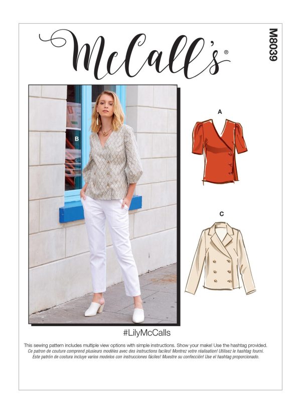 McCall's Sewing Pattern M8039 Misses' Tops 