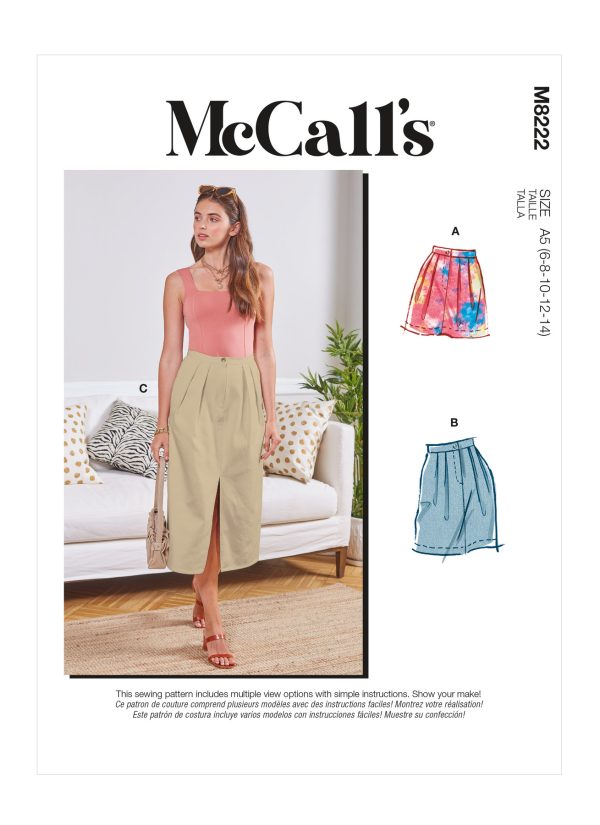 McCall's Sewing Pattern M8222 Misses' Skirts 