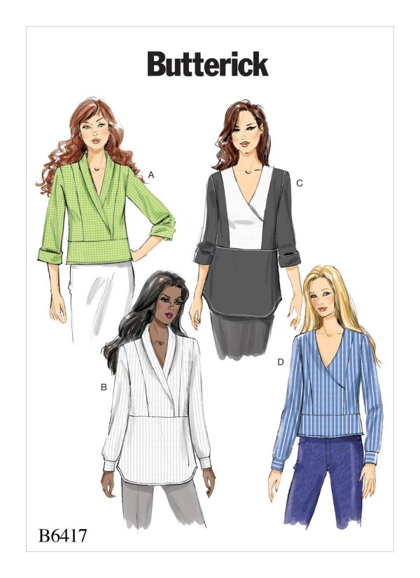 Butterick Sewing Pattern B6417 Misses' Surplice, Panelled Tops