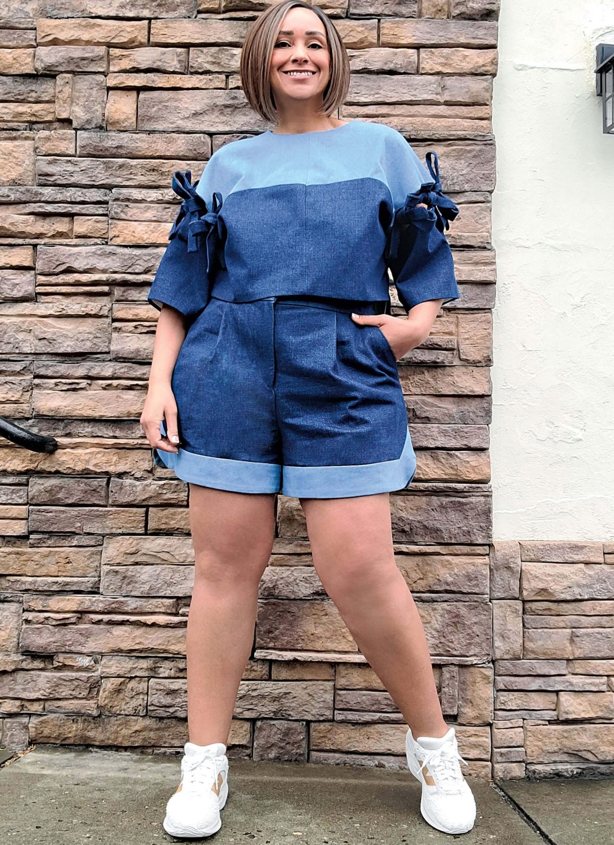 Know Me Sewing Pattern ME2127 Misses' and Women's Top with Detachable Sleeves and Shorts by Keechii B Style