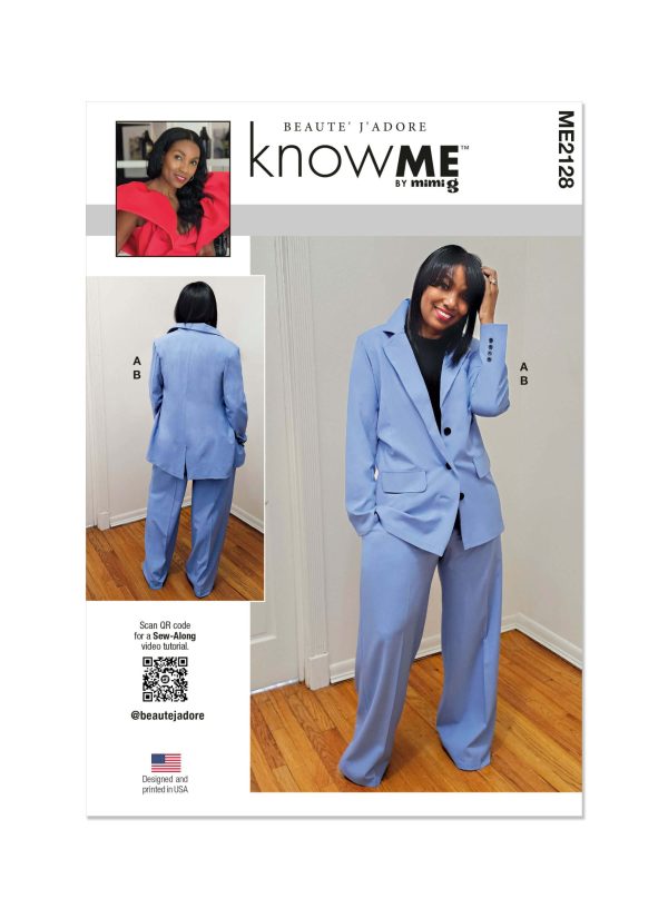 Know Me Sewing Pattern ME2128 Misses' Jacket and Trousers by Beaute' J'adore