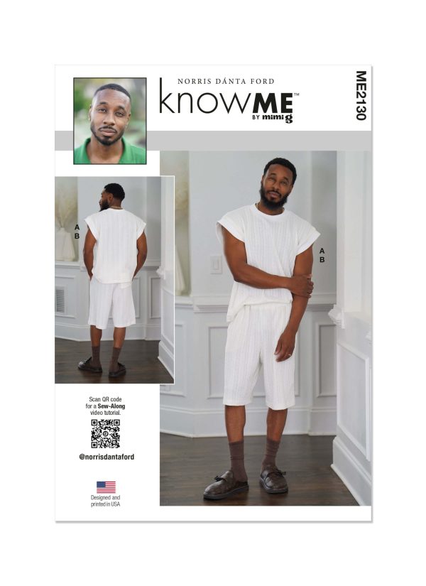 Know Me Sewing Pattern ME2130 Men's Knit Top and Shorts by Norris Dánta Ford