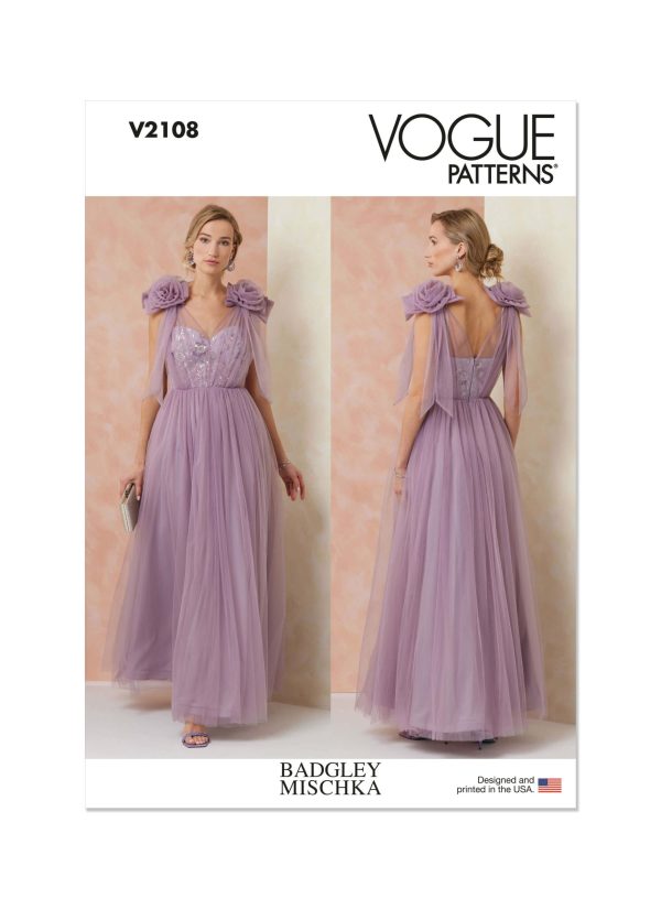 Vogue Patterns Sewing Pattern V2108 Misses' Gown by Badgley Mischka