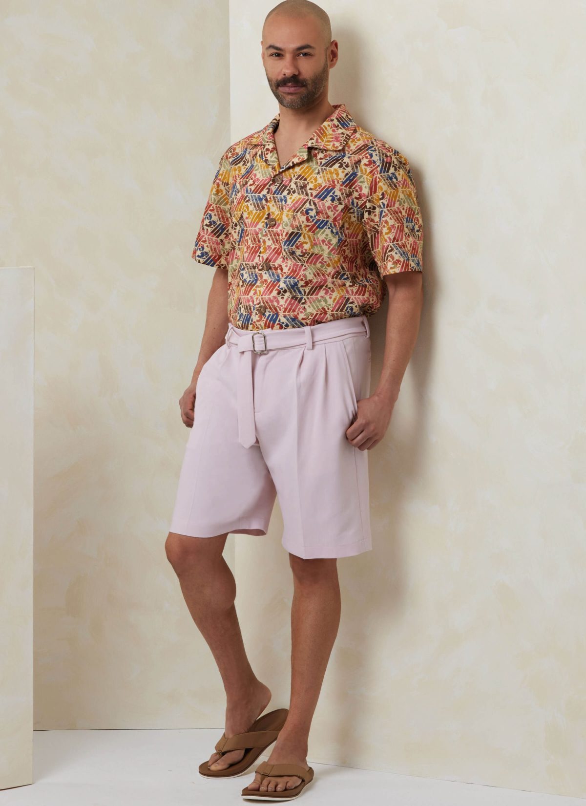 Vogue Patterns Sewing Pattern V2120 Men's Shirt with Sleeve Variations, Shorts, Trousers and Belt