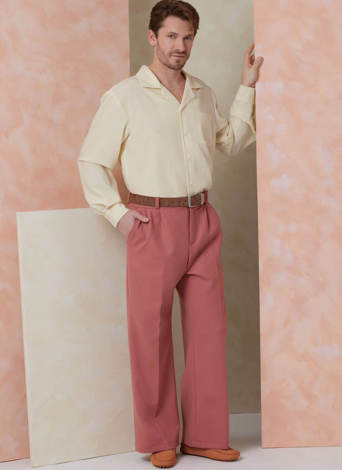 Vogue Patterns Sewing Pattern V2120 Men's Shirt with Sleeve Variations, Shorts, Trousers and Belt
