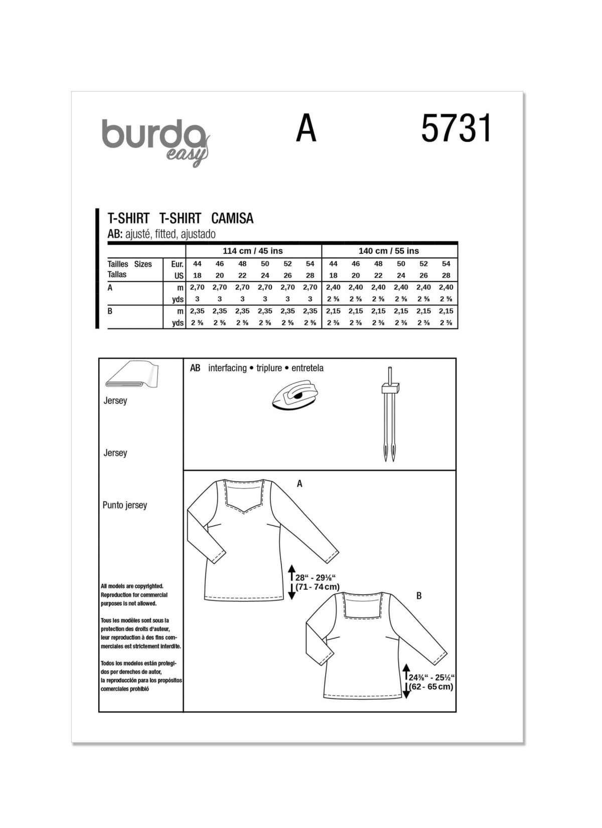 Burda Style Sewing Pattern 5731 Misses' T-Shirt