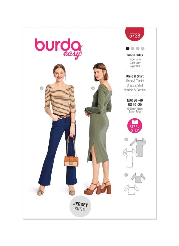 Burda Style Sewing Pattern 5738 Misses' Dress & T-Shirt