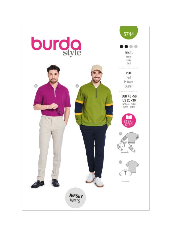 Burda Style Sewing Pattern 5744 Men's Sweatshirt & T-Shirt