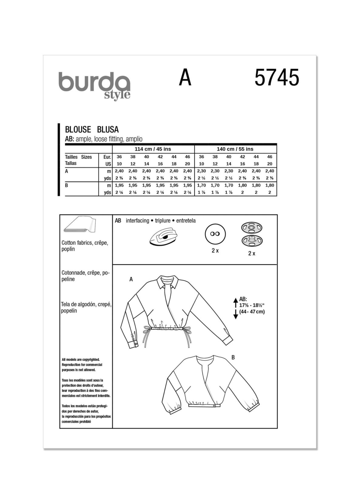 Burda Style Sewing Pattern 5745 Misses' Blouse