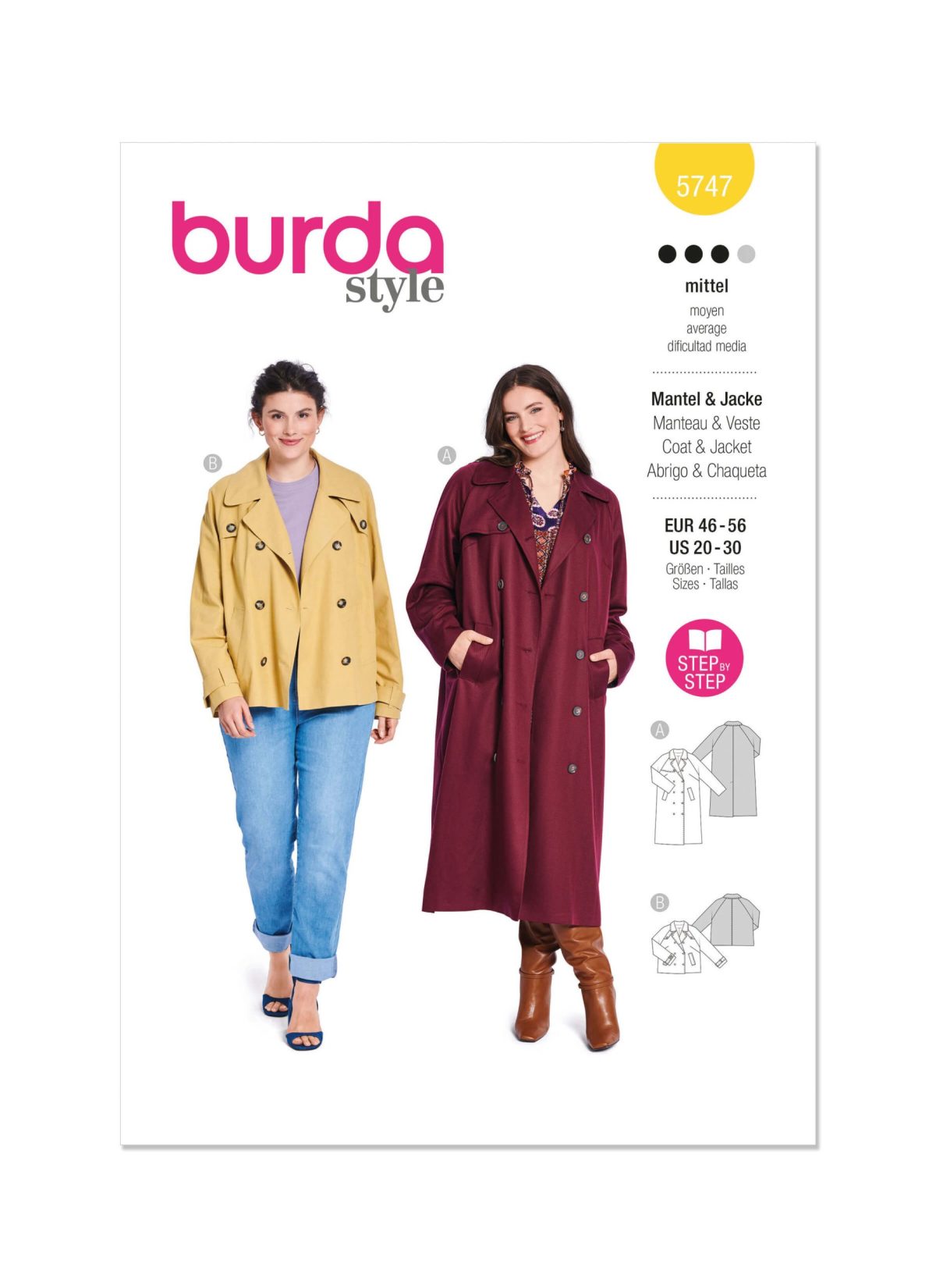 Burda Style Sewing Pattern 5747 Misses' Jacket & Coat
