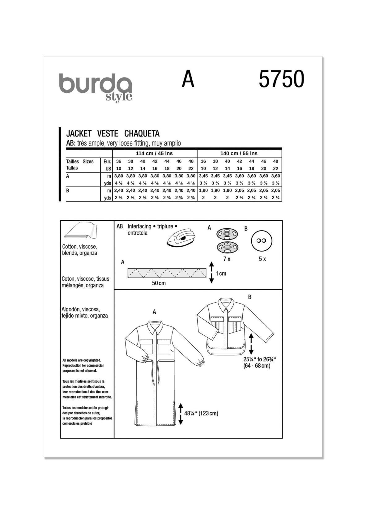 Burda Style Sewing Pattern 5750 Misses' Jacket
